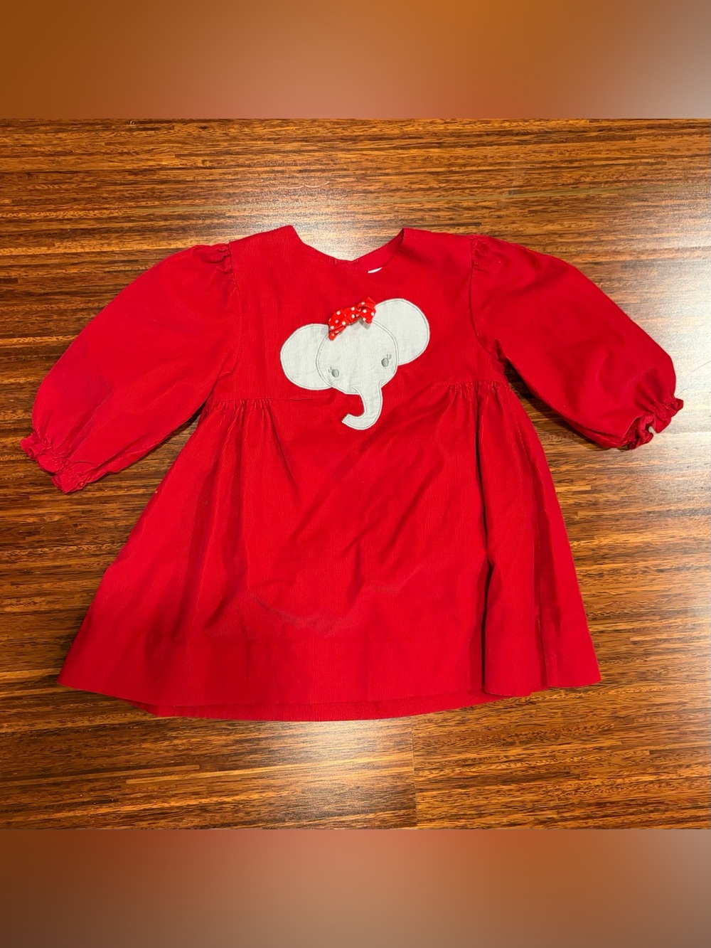 ZU Red Corduroy Elephant Applique Dress size 18 months EUC
